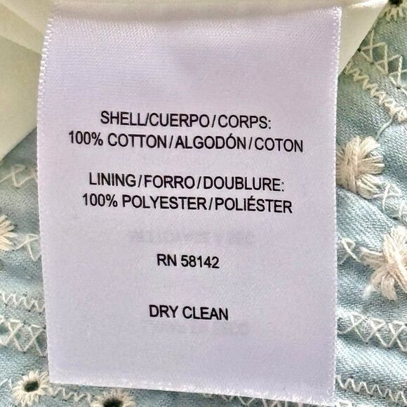 Gal Meets Glam Quinn Sleeveless Embroidered A-Line Zip Back Cotton Dress. 6. - Picture 10 of 11